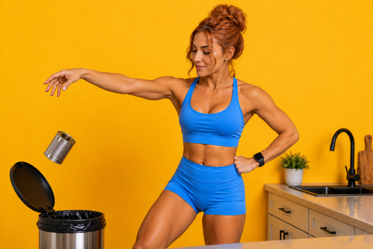  A gym-goer ditching a can of tuna and choosing protein cookie dough instead