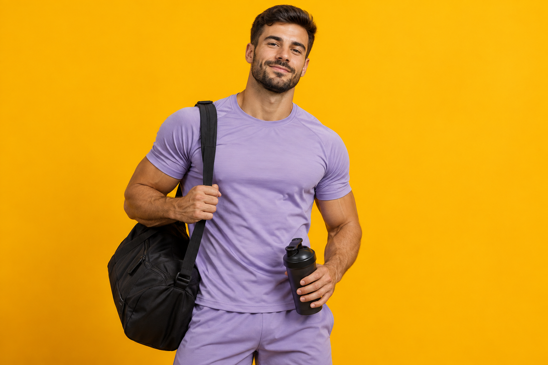 A lifter after fueling up with protein to protect his muscle gains.