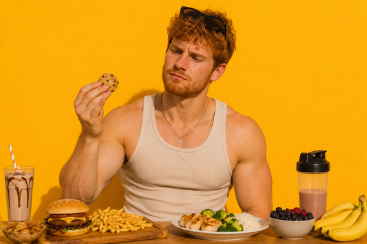 A man thinking about whether to take the dirty bulk or clean bulk route and how protein cookie dough fits into it