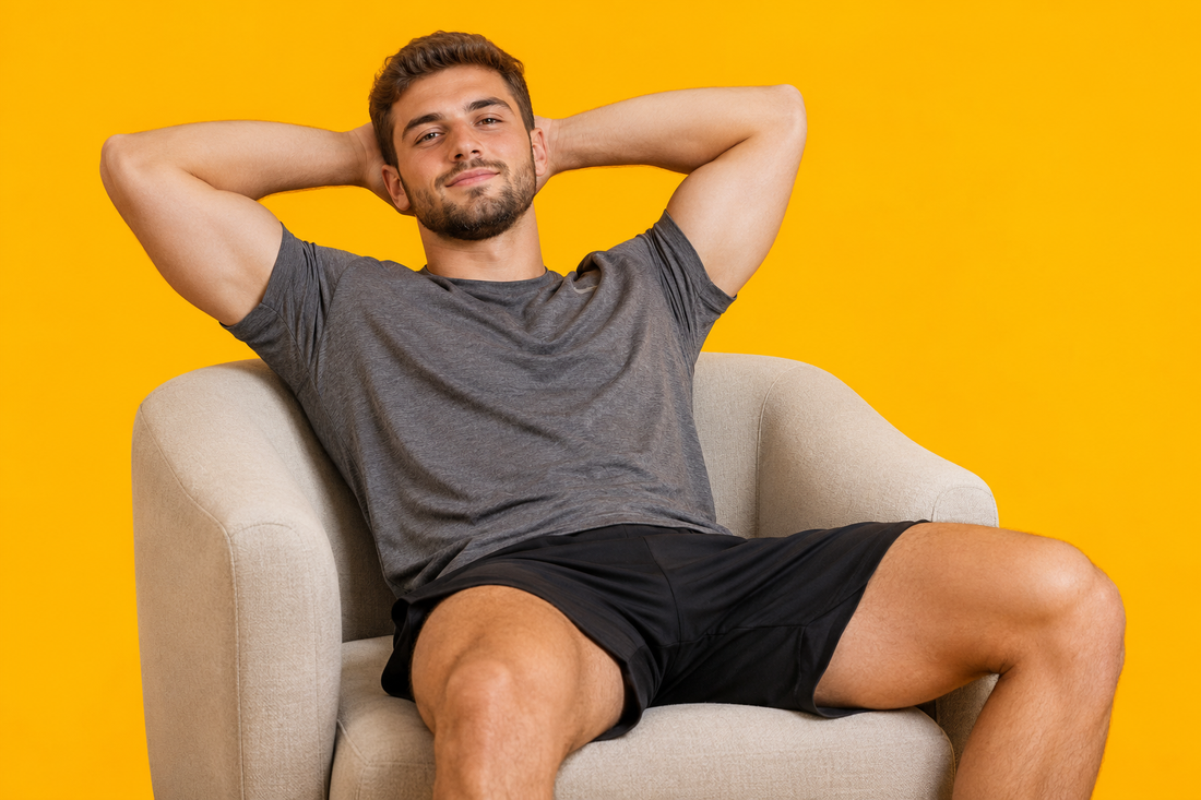 An athlete resting between two training sessions in one day