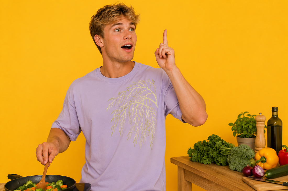 A young man realizing that a high-protein day without cooking is achievable.