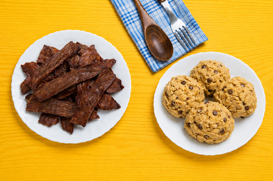 Protein cookie dough vs. beef jerky