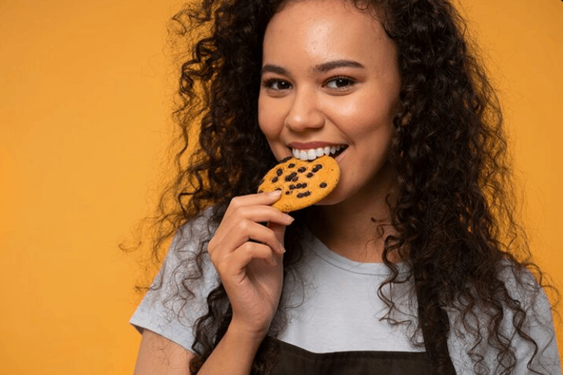 Woman replacing dessert with protein cookie dough